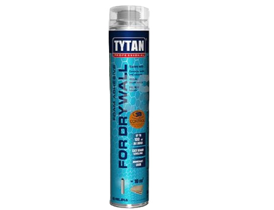 Tytan spray can for drywall on a white background