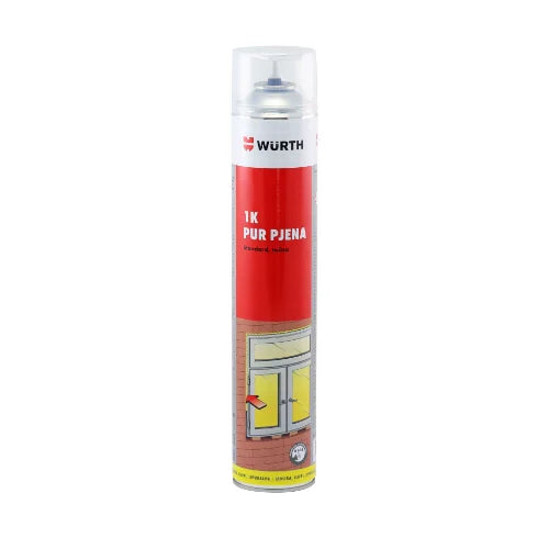 WÜRTH 1K PUR Montageschaum Standard – PU-Schaum für Fenster & Türen, 750 ml
